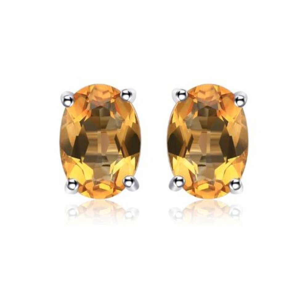 💛 1.43ct Citrine Earrings - 925 Sterling Silver - Picture 4 of 6